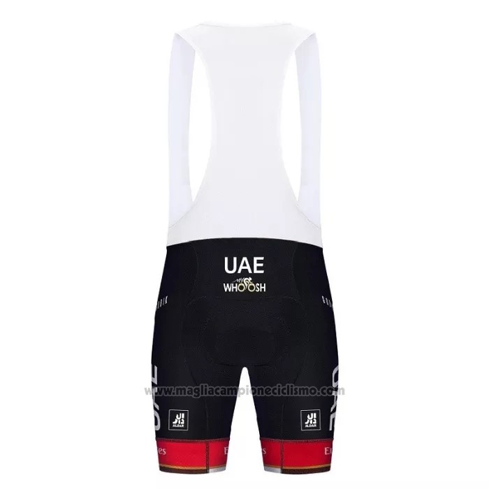 2022 Abbigliamento Ciclismo UAE Nero Bianco Rosso Manica Corta e Salopette